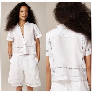 J Crew Top 4 Gamine Eyelet Trim Shirt White